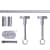 VICTORIA M Gardinenstange Set | 1-läufig, ⌀ 19 mm, 120 cm, silber + Decke, Rillen-Kappe, Ring
