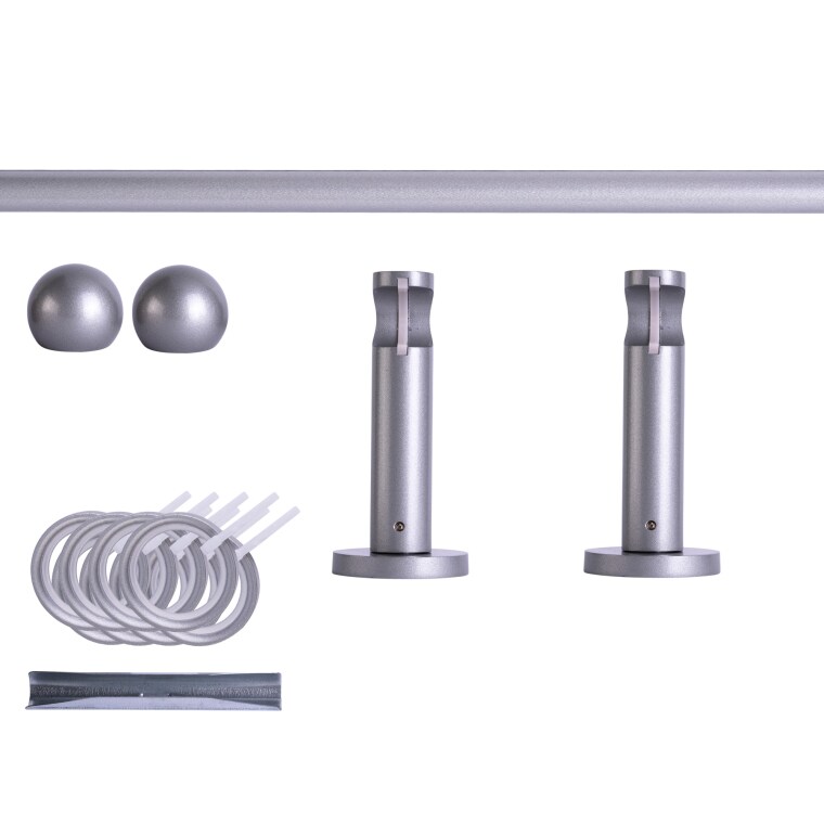 VICTORIA M Gardinenstange Set | 1-läufig, ⌀ 19 mm, 140 cm, silber + Wand, Kugel-Ball, Ring