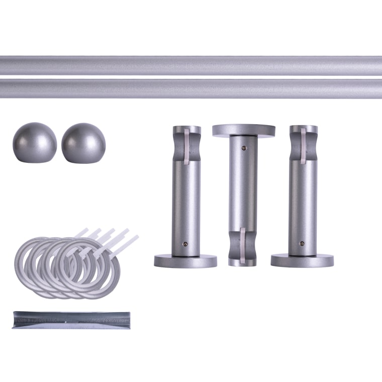 VICTORIA M Gardinenstange Set | 1-läufig, ⌀ 19 mm, 400 cm, silber + Wand, Kugel-Ball, Ring