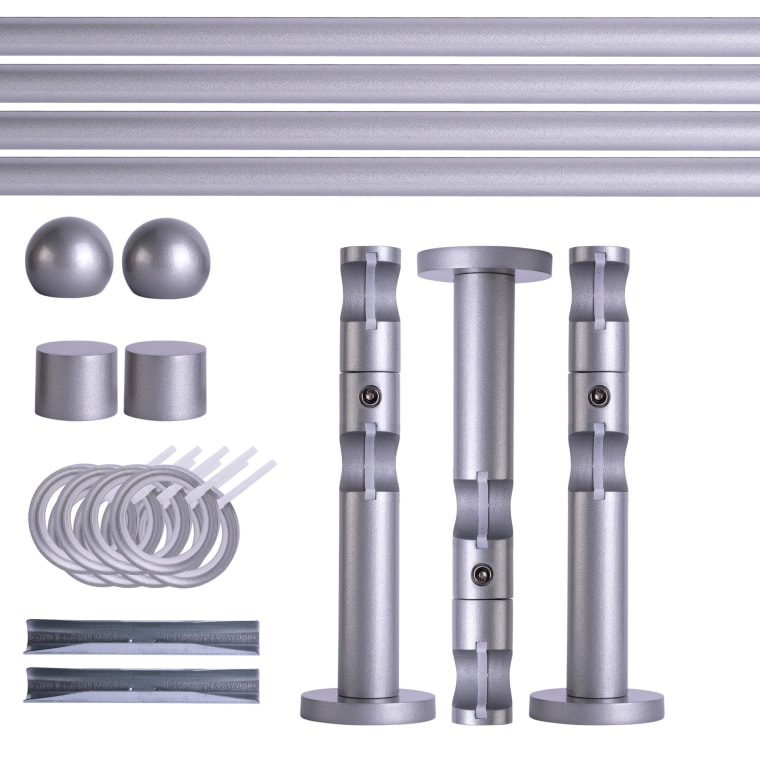 VICTORIA M Gardinenstange Set | 2-läufig, ⌀ 19 mm, 240 cm, silber + Wand, Kugel-Ball, Ring