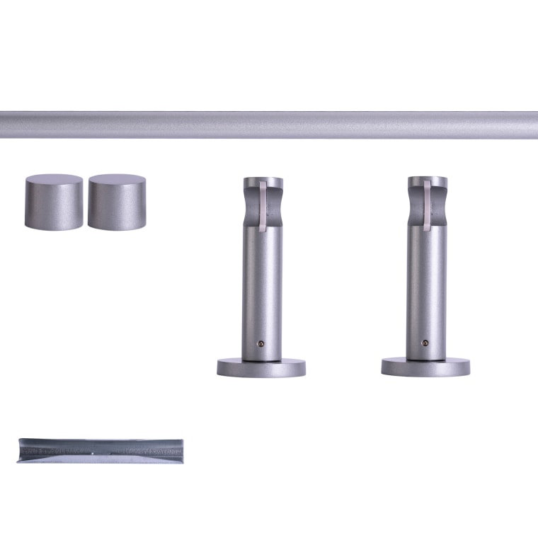 VICTORIA M Gardinenstange Set | 1-läufig, ⌀ 19 mm, 120 cm, silber + Wand, Kappe