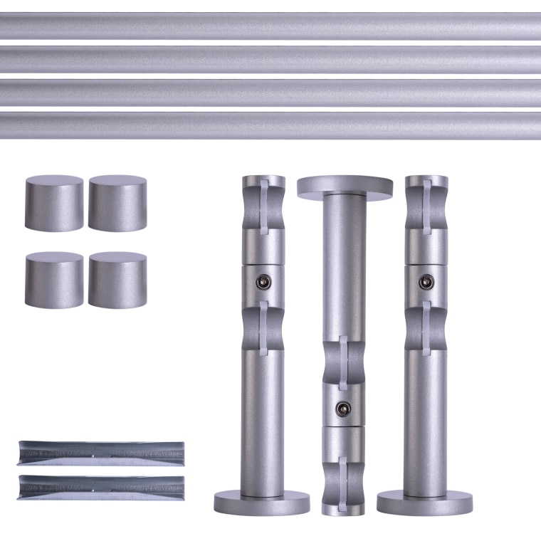 VICTORIA M Gardinenstange Set | 2-läufig, ⌀ 19 mm, 240 cm, silber + Wand, Kappe