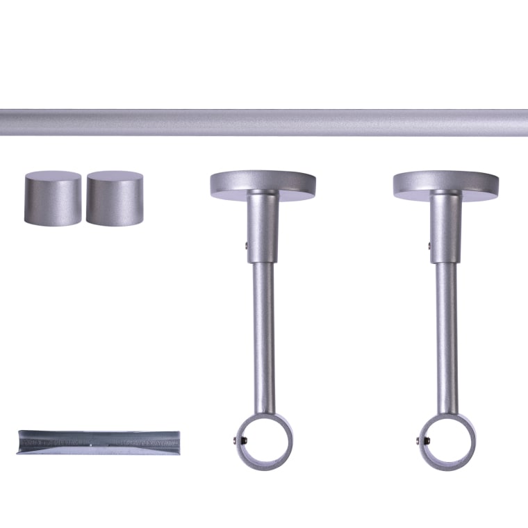 VICTORIA M Gardinenstange Set | 1-läufig, ⌀ 19 mm, 160 cm, silber + Decke, Kappe