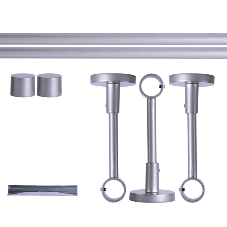 VICTORIA M Gardinenstange Set | 1-läufig, ⌀ 19 mm, 240 cm, silber + Decke, Kappe