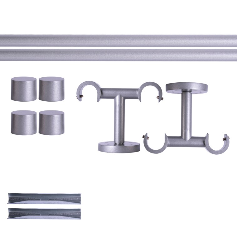 VICTORIA M Gardinenstange Set | 2-läufig, ⌀ 19 mm, 120 cm, silber + Decke, Kappe