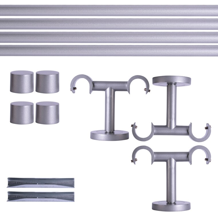 VICTORIA M Gardinenstange Set | 2-läufig, ⌀ 19 mm, 240 cm, silber + Decke, Kappe