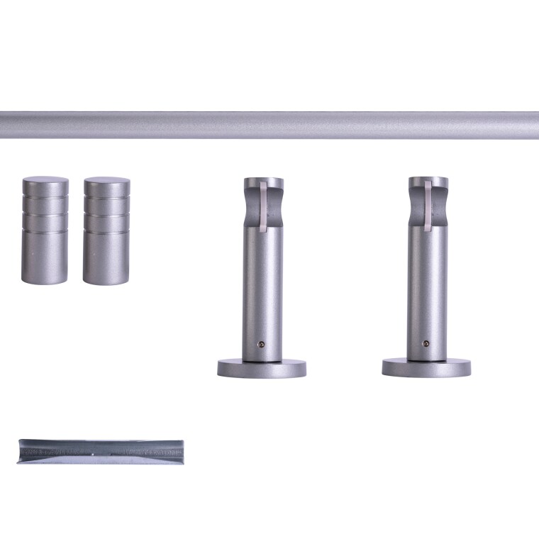 VICTORIA M Gardinenstange Set | 1-läufig, ⌀ 19 mm, 140 cm, silber + Wand, Rillen-Kappe