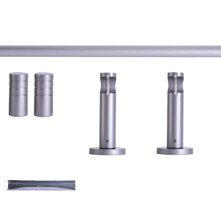 VICTORIA M Gardinenstange Set | 1-läufig, ⌀ 19 mm, 200 cm, silber + Wand, Rillen-Kappe