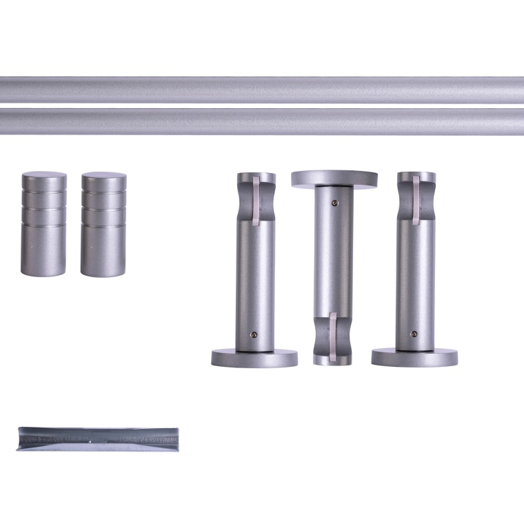 VICTORIA M Gardinenstange Set | 1-läufig, ⌀ 19 mm, 280 cm, silber + Wand, Rillen-Kappe