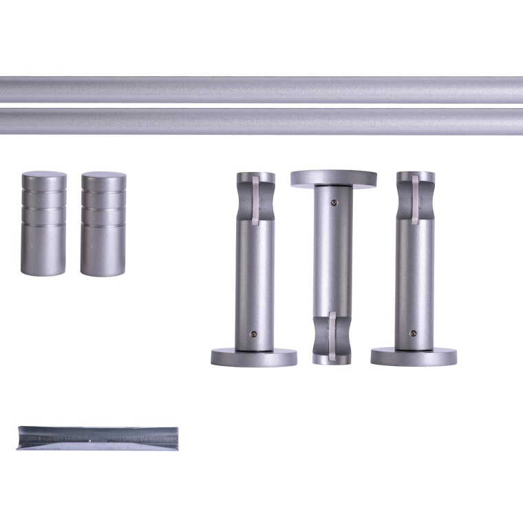 VICTORIA M Gardinenstange Set | 1-läufig, ⌀ 19 mm, 320 cm, silber + Wand, Rillen-Kappe