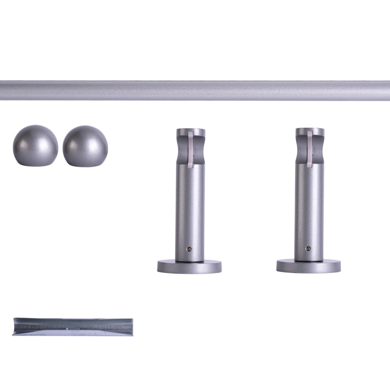 VICTORIA M Gardinenstange Set | 1-läufig, ⌀ 19 mm, 180 cm, silber + Wand, Kugel-Ball