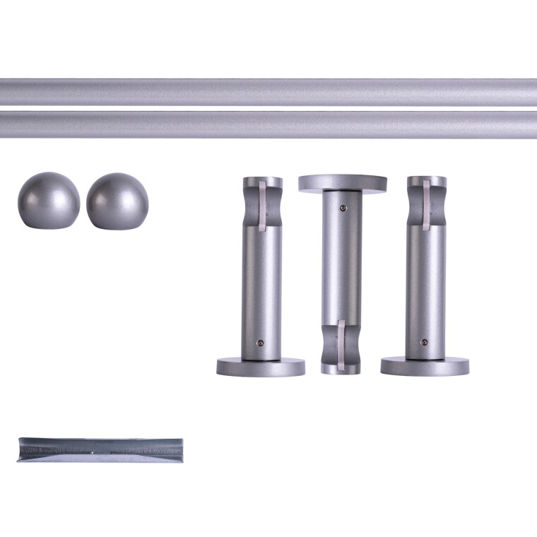 VICTORIA M Gardinenstange Set | 1-läufig, ⌀ 19 mm, 360 cm, silber + Wand, Kugel-Ball