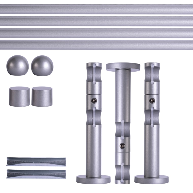 VICTORIA M Gardinenstange Set | 2-läufig, ⌀ 19 mm, 280 cm, silber + Wand, Kugel-Ball