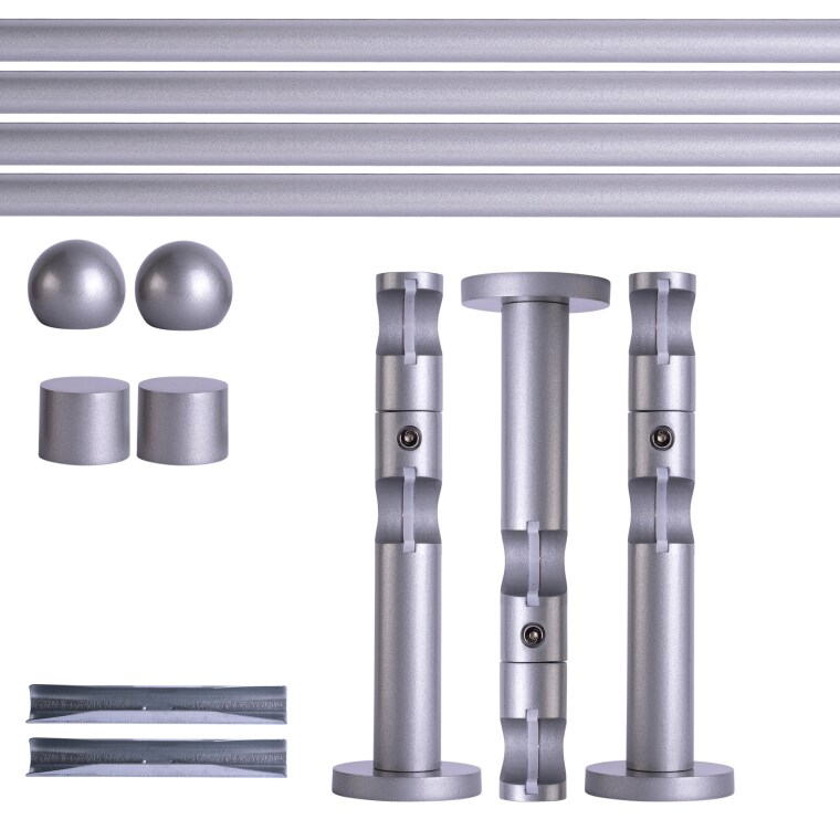 VICTORIA M Gardinenstange Set | 2-läufig, ⌀ 19 mm, 400 cm, silber + Wand, Kugel-Ball