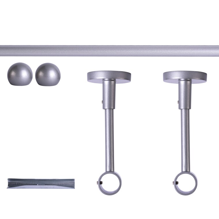 VICTORIA M Gardinenstange Set | 1-läufig, ⌀ 19 mm, 160 cm, silber + Decke, Kugel-Ball