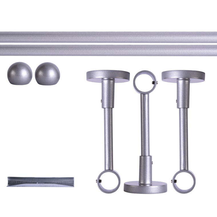 VICTORIA M Gardinenstange Set | 1-läufig, ⌀ 19 mm, 400 cm, silber + Decke, Kugel-Ball
