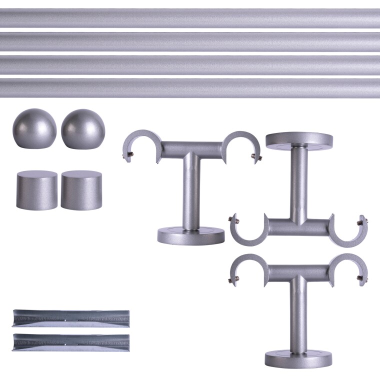 VICTORIA M Gardinenstange Set | 2-läufig, ⌀ 19 mm, 400 cm, silber + Decke, Kugel-Ball