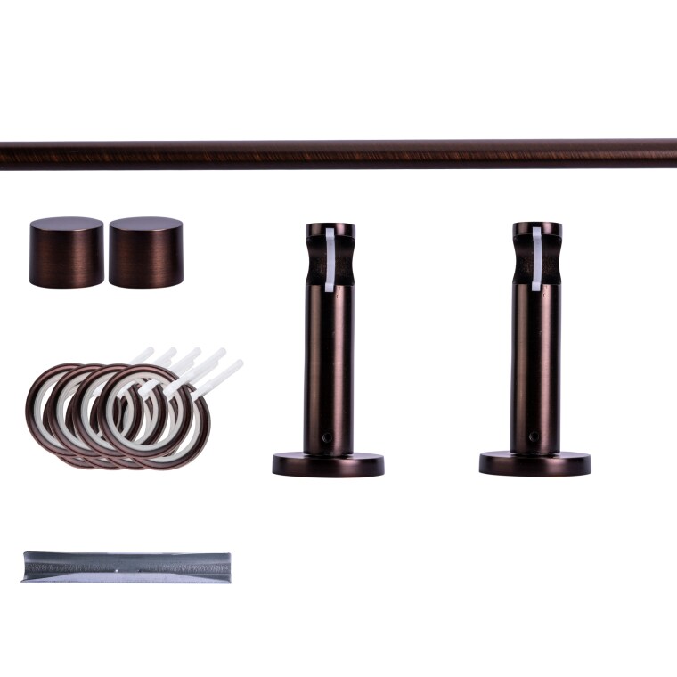 VICTORIA M Gardinenstange Set | 1-läufig, ⌀ 19 mm, 140 cm, rot-bronze + Wand, Kappe, Ring