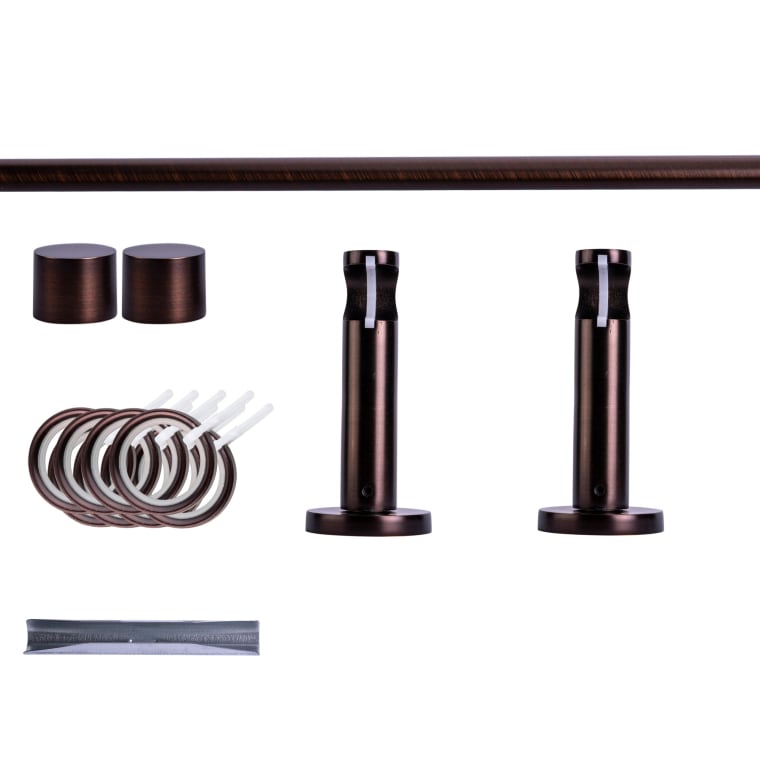 VICTORIA M Gardinenstange Set | 1-läufig, ⌀ 19 mm, 180 cm, rot-bronze + Wand, Kappe, Ring