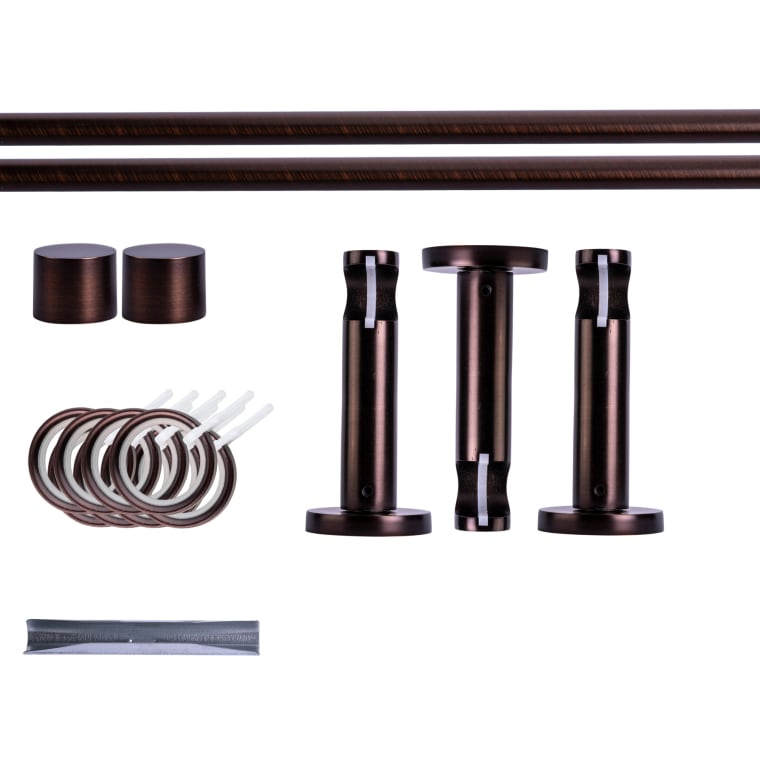 VICTORIA M Gardinenstange Set | 1-läufig, ⌀ 19 mm, 360 cm, rot-bronze + Wand, Kappe, Ring