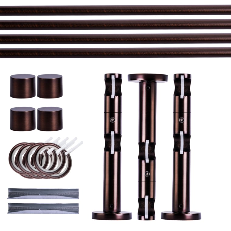 VICTORIA M Gardinenstange Set | 2-läufig, ⌀ 19 mm, 320 cm, rot-bronze + Wand, Kappe, Ring