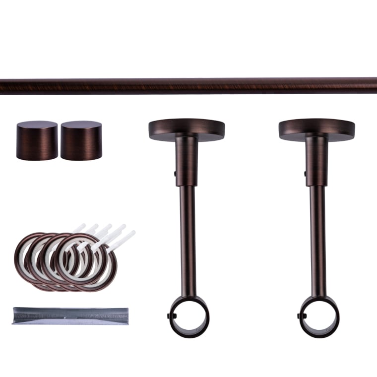 VICTORIA M Gardinenstange Set | 1-läufig, ⌀ 19 mm, 160 cm, rot-bronze + Decke, Kappe, Ring