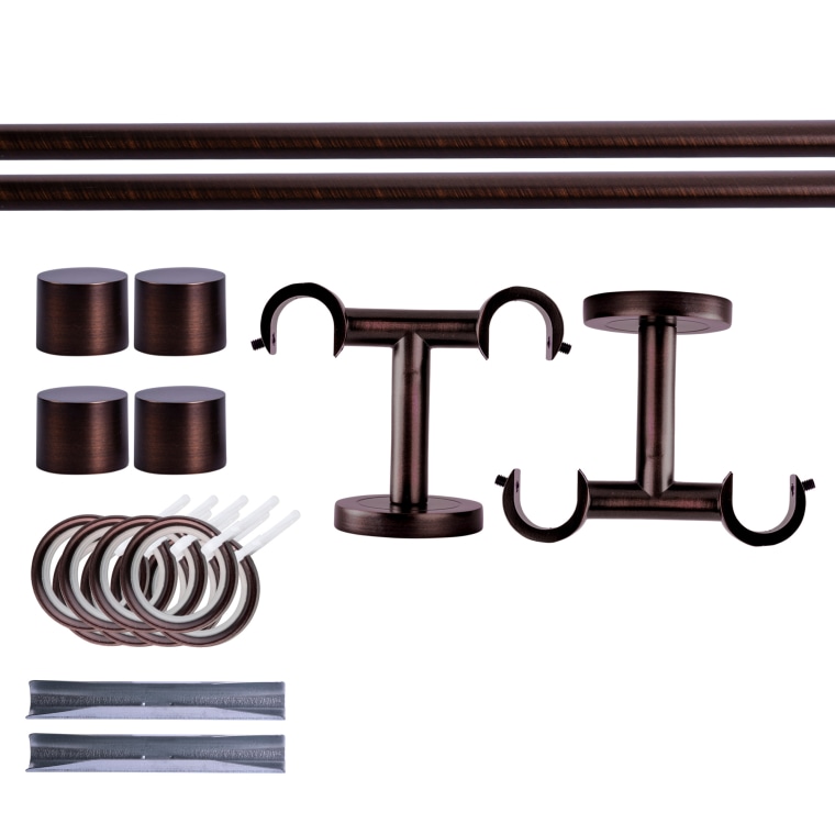VICTORIA M Gardinenstange Set | 2-läufig, ⌀ 19 mm, 180 cm, rot-bronze + Decke, Kappe, Ring