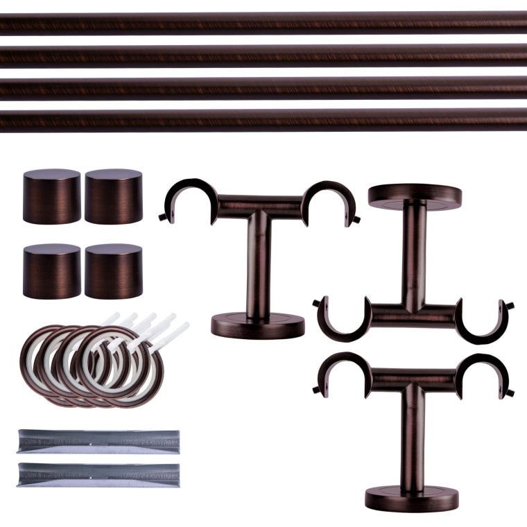 VICTORIA M Gardinenstange Set | 2-läufig, ⌀ 19 mm, 280 cm, rot-bronze + Decke, Kappe, Ring