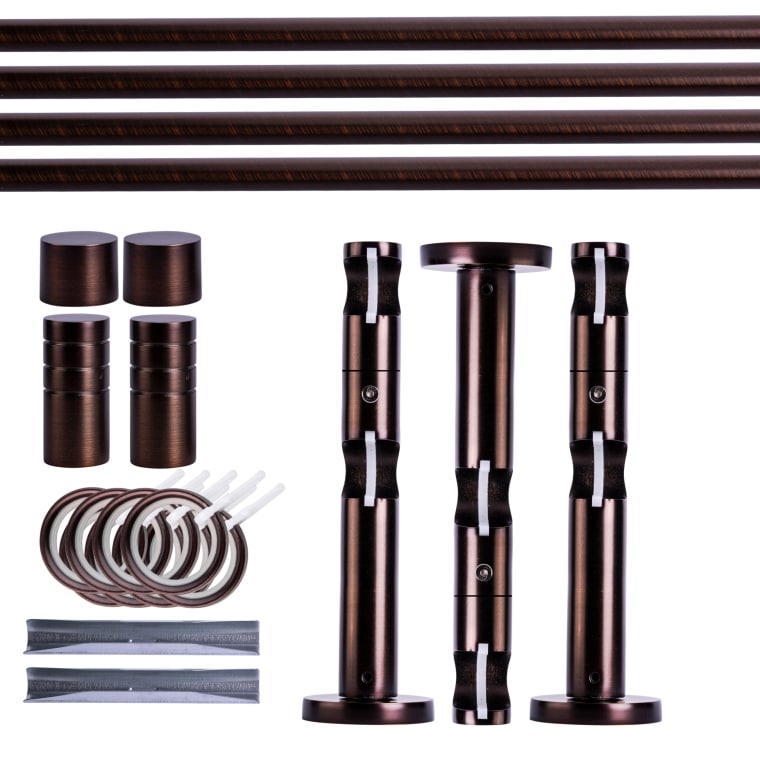 VICTORIA M Gardinenstange Set | 2-läufig, ⌀ 19 mm, 320 cm, rot-bronze + Wand, Rillen-Kappe, Ring