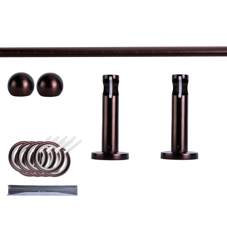 VICTORIA M Gardinenstange Set | 1-läufig, ⌀ 19 mm, 140 cm, rot-bronze + Wand, Kugel-Ball, Ring