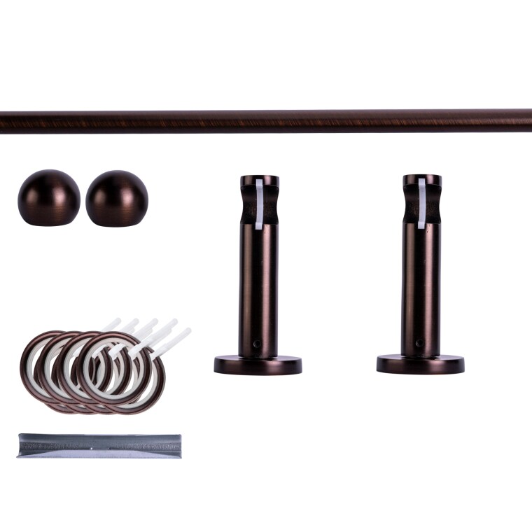VICTORIA M Gardinenstange Set | 1-läufig, ⌀ 19 mm, 180 cm, rot-bronze + Wand, Kugel-Ball, Ring