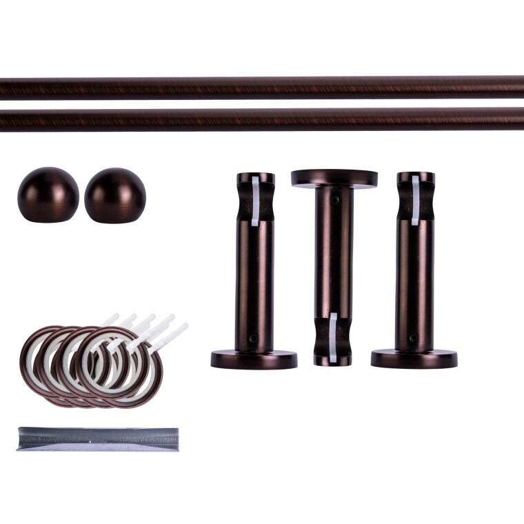 VICTORIA M Gardinenstange Set | 1-läufig, ⌀ 19 mm, 280 cm, rot-bronze + Wand, Kugel-Ball, Ring