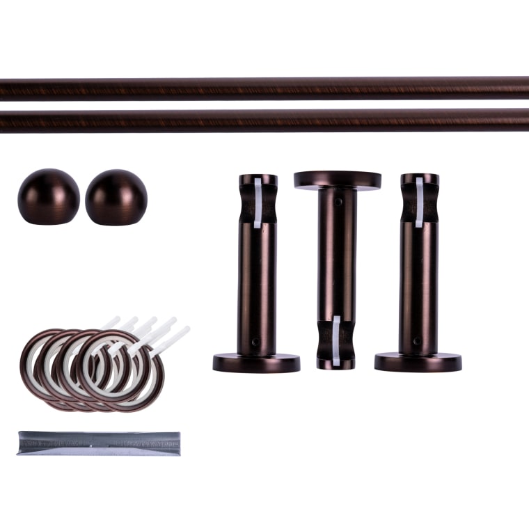 VICTORIA M Gardinenstange Set | 1-läufig, ⌀ 19 mm, 400 cm, rot-bronze + Wand, Kugel-Ball, Ring
