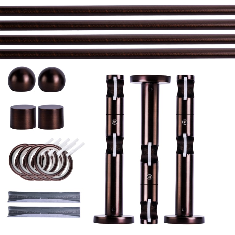 VICTORIA M Gardinenstange Set | 2-läufig, ⌀ 19 mm, 400 cm, rot-bronze + Wand, Kugel-Ball, Ring