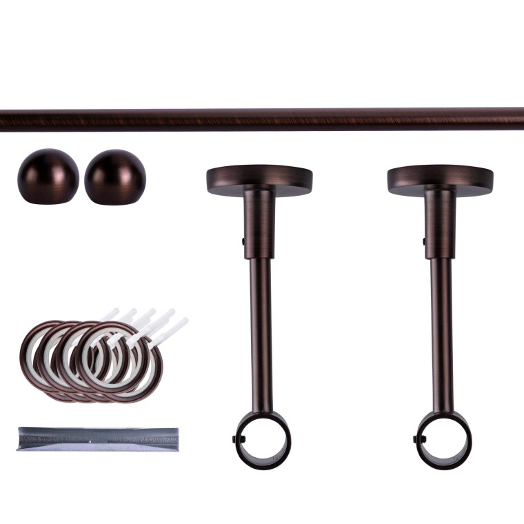 VICTORIA M Gardinenstange Set | 1-läufig, ⌀ 19 mm, 200 cm, rot-bronze + Decke, Kugel-Ball, Ring