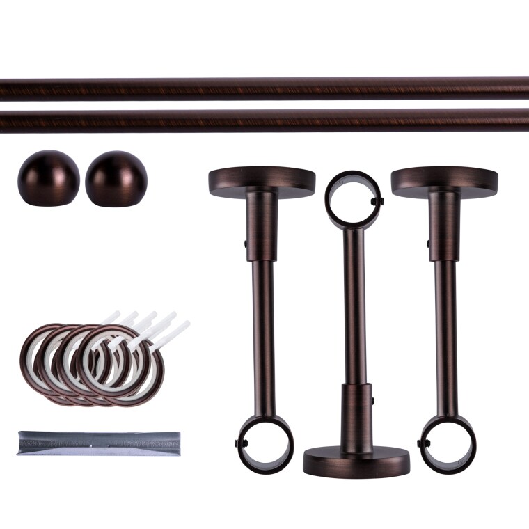 VICTORIA M Gardinenstange Set | 1-läufig, ⌀ 19 mm, 240 cm, rot-bronze + Decke, Kugel-Ball, Ring