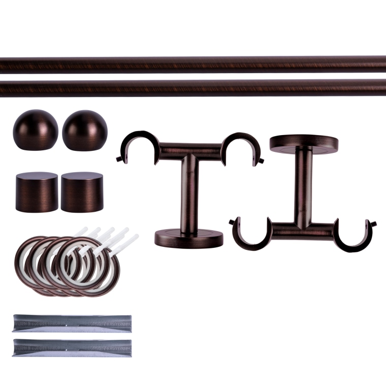 VICTORIA M Gardinenstange Set | 2-läufig, ⌀ 19 mm, 180 cm, rot-bronze + Decke, Kugel-Ball, Ring