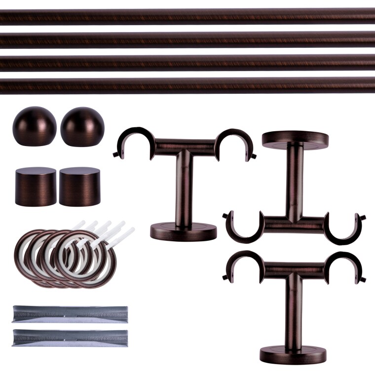 VICTORIA M Gardinenstange Set | 2-läufig, ⌀ 19 mm, 400 cm, rot-bronze + Decke, Kugel-Ball, Ring