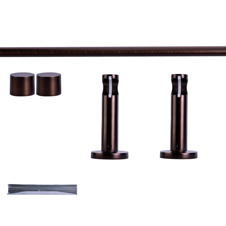 VICTORIA M Gardinenstange Set | 1-läufig, ⌀ 19 mm, 180 cm, rot-bronze + Wand, Kappe