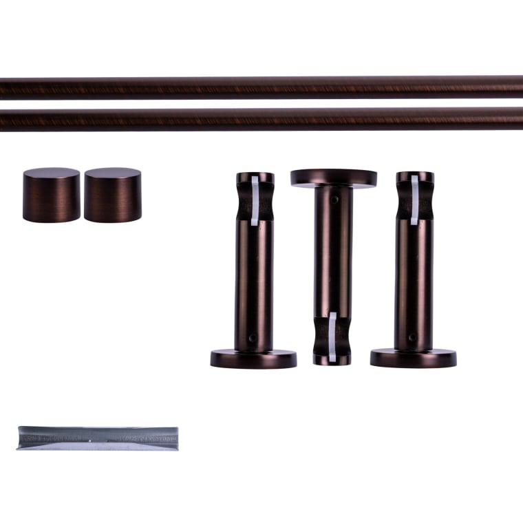 VICTORIA M Gardinenstange Set | 1-läufig, ⌀ 19 mm, 240 cm, rot-bronze + Wand, Kappe