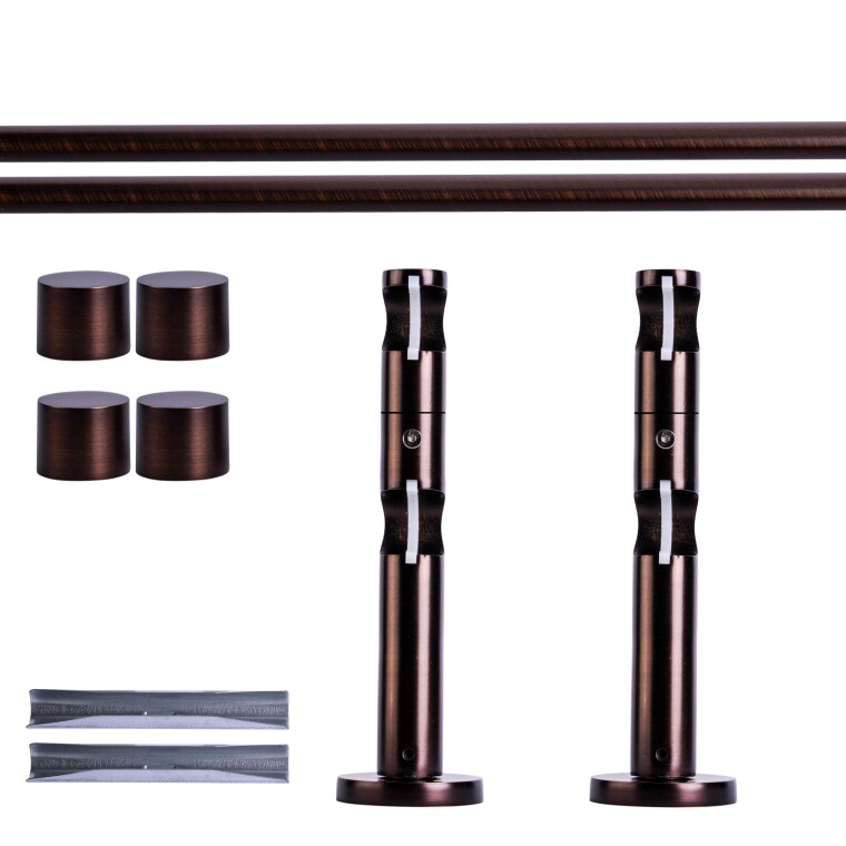 VICTORIA M Gardinenstange Set | 2-läufig, ⌀ 19 mm, 120 cm, rot-bronze + Wand, Kappe