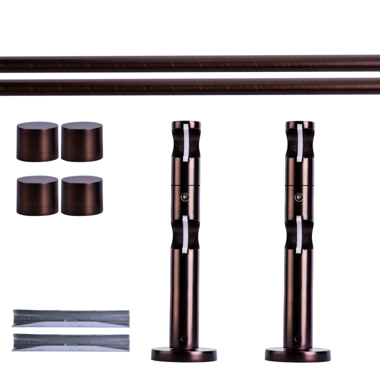VICTORIA M Gardinenstange Set | 2-läufig, ⌀ 19 mm, 140 cm, rot-bronze + Wand, Kappe
