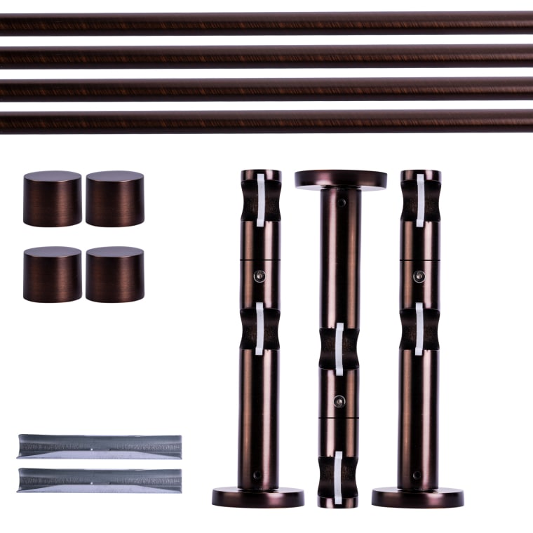 VICTORIA M Gardinenstange Set | 2-läufig, ⌀ 19 mm, 240 cm, rot-bronze + Wand, Kappe