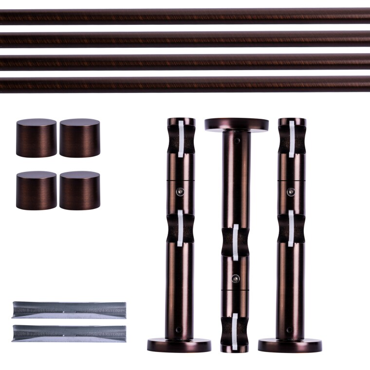 VICTORIA M Gardinenstange Set | 2-läufig, ⌀ 19 mm, 400 cm, rot-bronze + Wand, Kappe