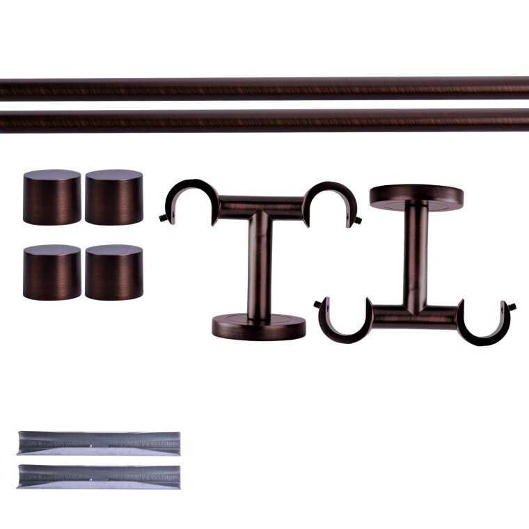 VICTORIA M Gardinenstange Set | 2-läufig, ⌀ 19 mm, 180 cm, rot-bronze + Decke, Kappe