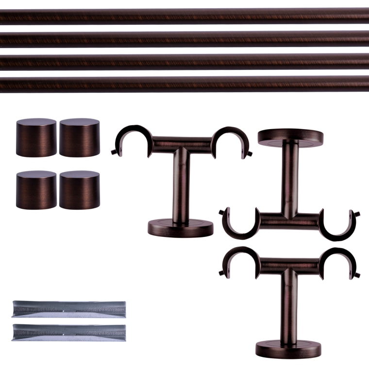 VICTORIA M Gardinenstange Set | 2-läufig, ⌀ 19 mm, 400 cm, rot-bronze + Decke, Kappe
