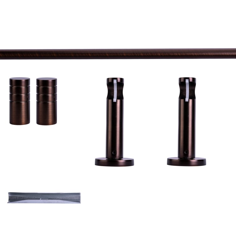 VICTORIA M Gardinenstange Set | 1-läufig, ⌀ 19 mm, 160 cm, rot-bronze + Wand, Rillen-Kappe