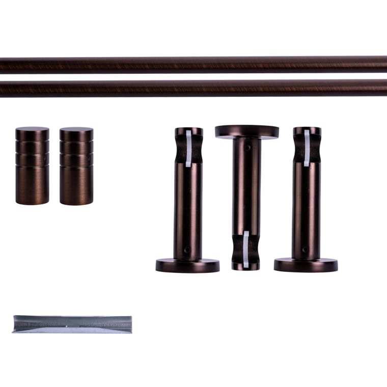 VICTORIA M Gardinenstange Set | 1-läufig, ⌀ 19 mm, 280 cm, rot-bronze + Wand, Rillen-Kappe