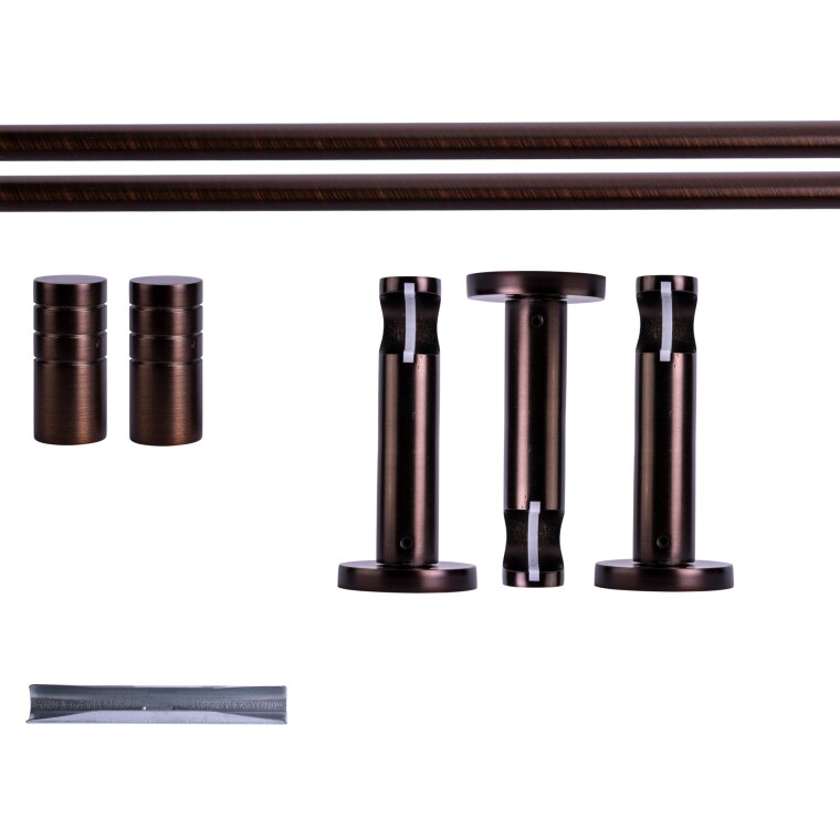 VICTORIA M Gardinenstange Set | 1-läufig, ⌀ 19 mm, 400 cm, rot-bronze + Wand, Rillen-Kappe