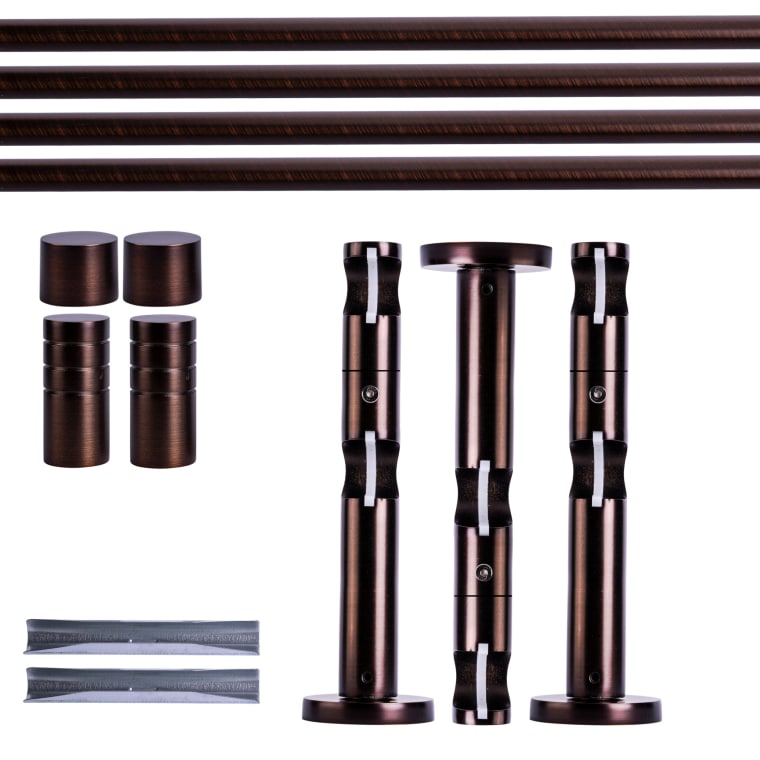 VICTORIA M Gardinenstange Set | 2-läufig, ⌀ 19 mm, 280 cm, rot-bronze + Wand, Rillen-Kappe